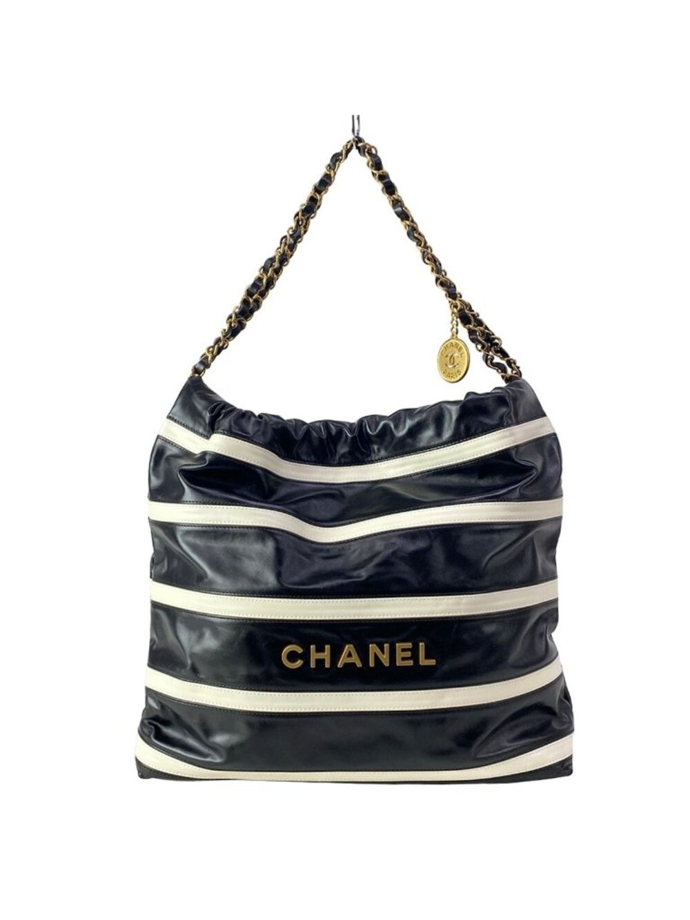 Chanel Shoulder Bag 22 Small Black White